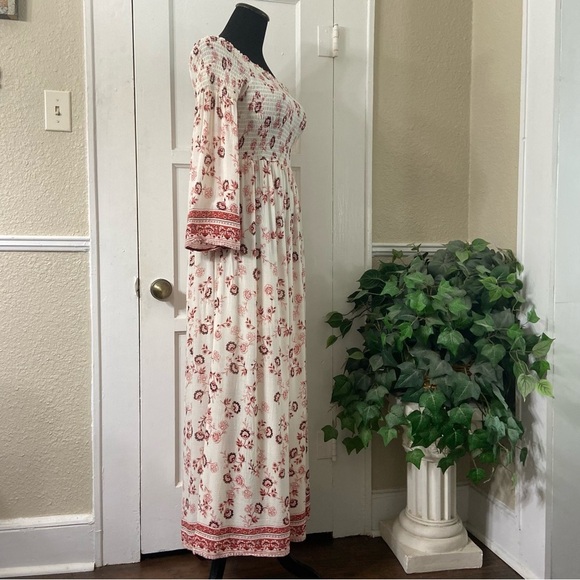 Altar’d State Floral Smocked Maxi Bell Sleeves Dress - Picture 12 of 16